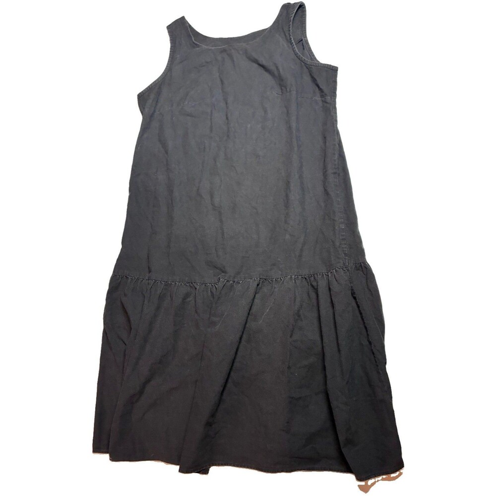 VTG Dress black distressed Shift jumper Ruffle Whimsigoth cottagecore 100%cotton